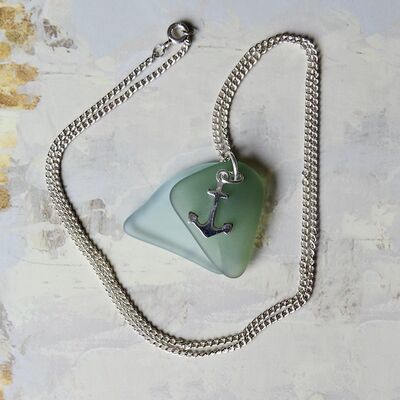 Sea Glass Duo with Charm & Sterling Silver Chain £45
