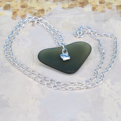 Sea Glass Nugget with Charm & Chunky Sterling Silver Chain £45