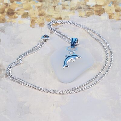 Sea Glass Nugget with Sterling Silver Bail charm & Chain £43