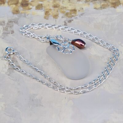 Sea Glass Nugget with Charms & Chunky Sterling Silver Bail & Chain £45