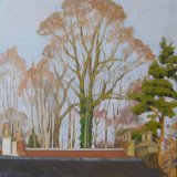 Biggar Treetops, 30x30cm, oil on canvas, £340