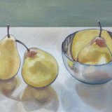 Pears and Silver Bowl, 20x30cm, oil on board, £320