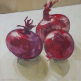 Shiny Red Onions, 20x20cm, oil on canvas, £295