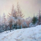 Winter Afternoon Walk, 40x40cm, oil on canvas, £550