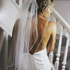 Waiste length satin edge veil