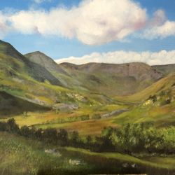 Acrylic painting Landscape Commission for a special birthday of Kentmere valley