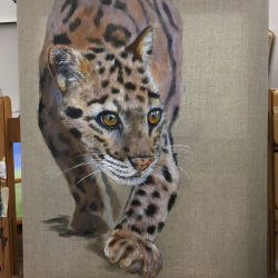 Clouded leopard Acrylic on linen
