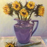 Sunflowers in a Lilac Jug