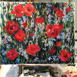 Big Poppy Canvas - on the easel