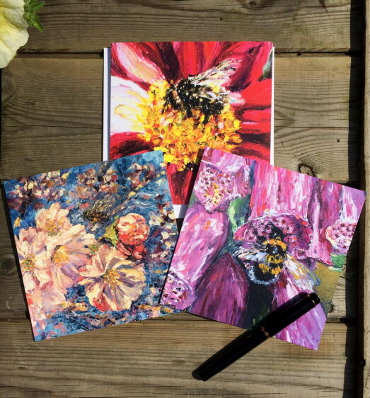 bumble bee honey bee blossom waterlily foxglove wildflower cards
