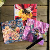 NEW Bumblebees & Honeybee Blank Greeting Cards bumble bee honey bee blossom waterlily foxglove wildflower cards