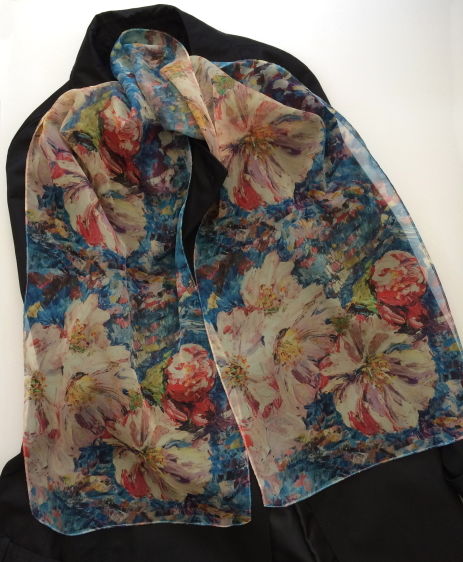 Blossom Paris Chiffon scarf by Andrea Hook from an original painting