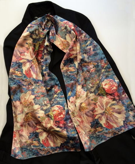 Blossom silk sensation scarf by Andrea Hook from an original painting