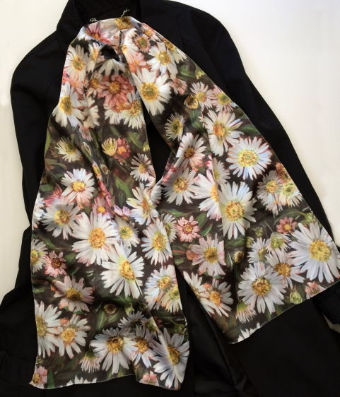 Daisy silk sensation scarf by Andrea Hook from an original painting