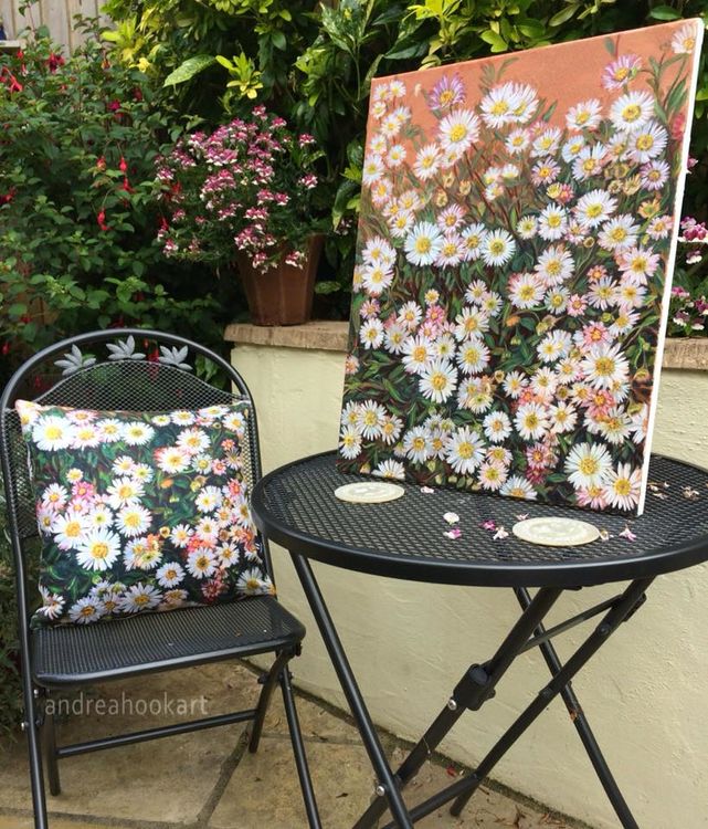 Daisy Cushion and original oil painting