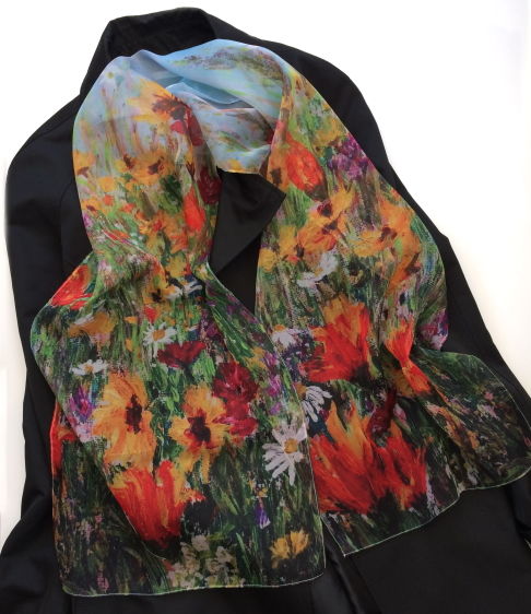 Jewel Border Paris Chiffon scarf by Andrea Hook from an original painting