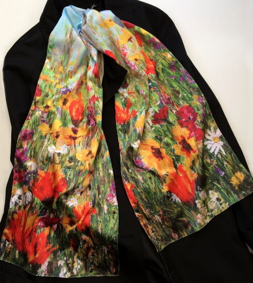 Jewel Border silk sensation scarf by Andrea Hook from an original painting