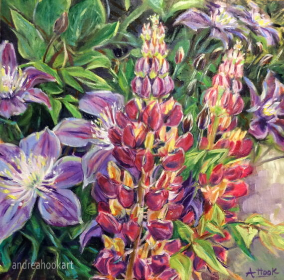 Lupins & Clematis: Sold