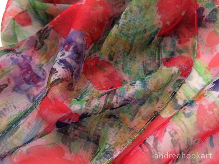 'Poppies & Cornflowers' Paris Chiffon Scarf - detail