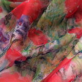 'Poppies & Cornflowers' Paris Chiffon Scarf - detail