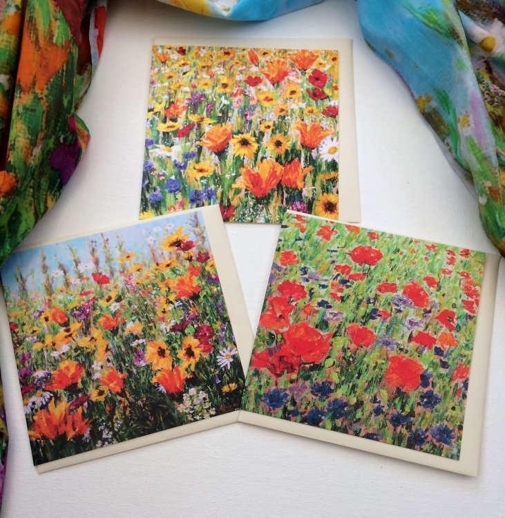 Three wildflower cards by Dorset Artist Andrea Hook