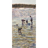 Sparkly Sea: Sold A family enjoying at the beach with their dog.