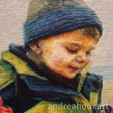 Work in progress a detail of a portrait of a small boy in progress by Andrea Hook