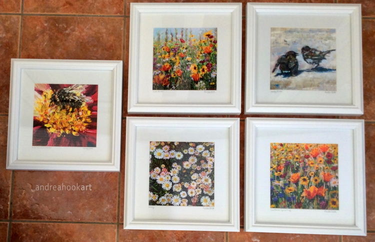 All five medium sized framed prints