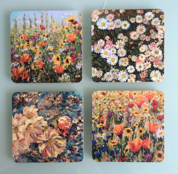 Wildflower coaster set by Dorset Artist Andrea Hook