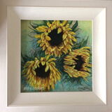 Framed 'Trio of Sunflowers'