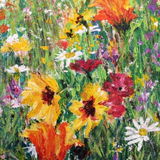 Jewel Border - detail 2 An original painting of Wildflowers by Dorset Artist Andrea Hook