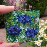 Miniature Wildflower Painting - Cornflowers
