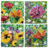 Four mini wildflower paintings