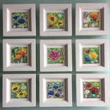 Miniature framed wildflower paintings