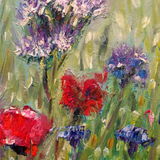 Wildflowers on the Green Wildflower painting in oils