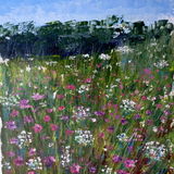 Pink & White: Sold An original painting of pink and white flowers in a meadow by Dorset Artist Andrea Hook
