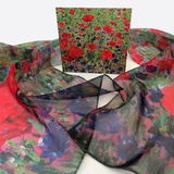 'Poppies & Cornflowers' Paris Chiffon Scarf with matching card