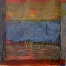 'Out on the Ocean 3' (mixed media on paper) 2020 20cm x 20cm