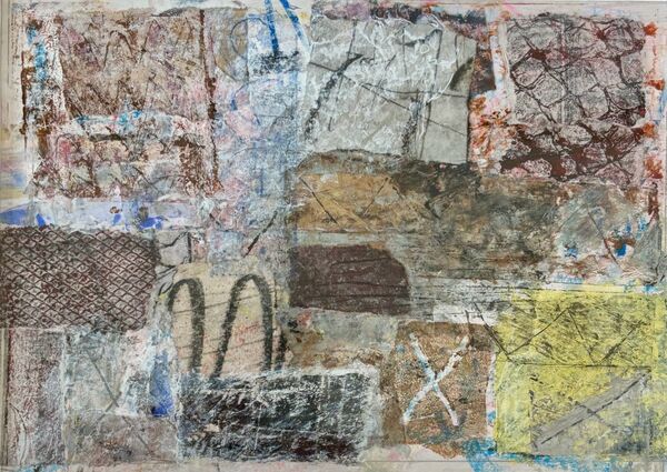 'Up On The Roof' 2024 (mixed media on paper)
