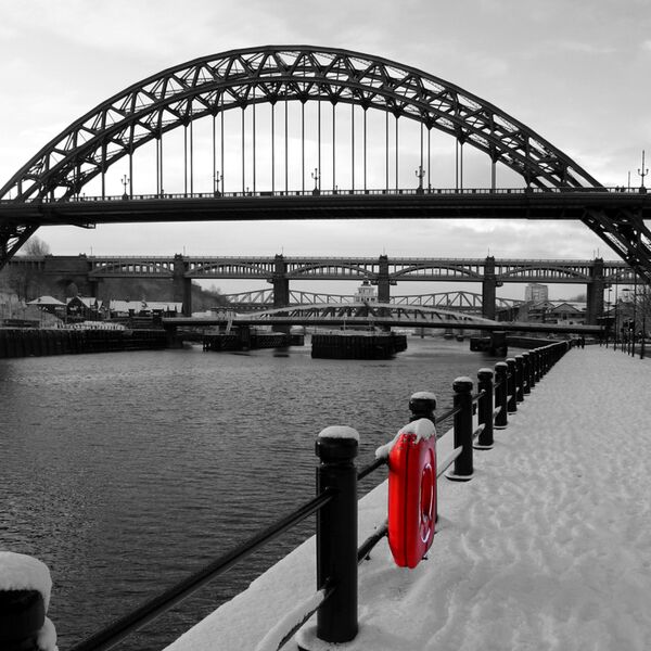 Colour Splash Newcastle Tyne Bridge In The Snow Colour Splash