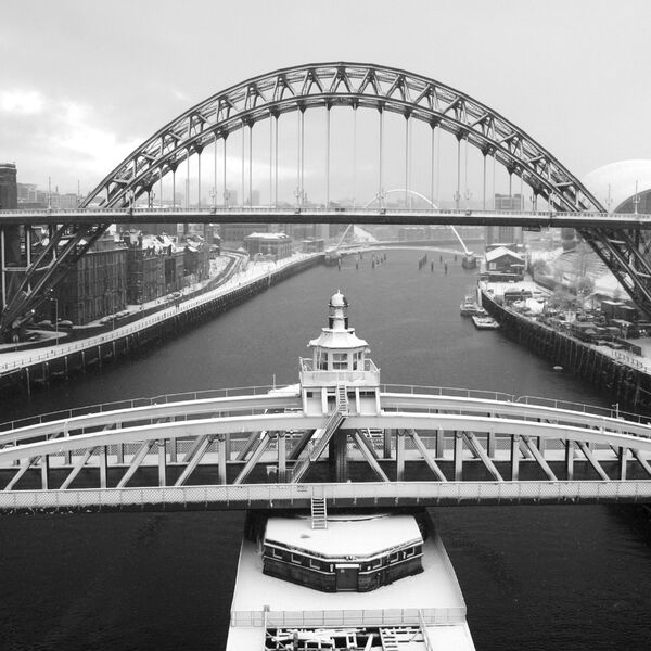 Newcastle Tyne Bridge and Swing Bridge Snow