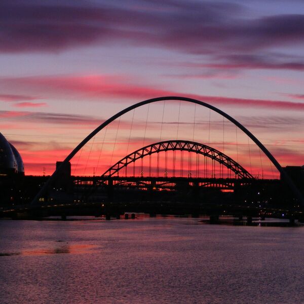 Newcastle Tyne Bridge and Millennium Bridge Pink Skies