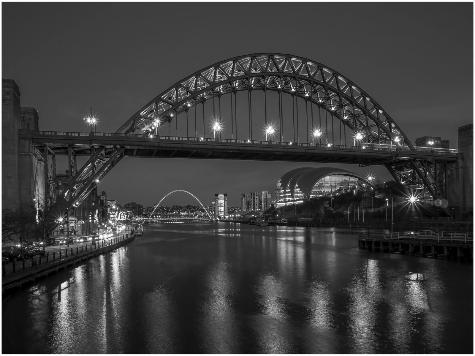 Newcastle Tyne Bridge At Night