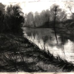 The River Avon The River Avon, charcoal drawing
