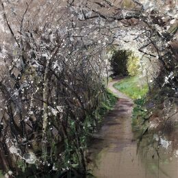 Blackthorn Tunnel Blackthorn tunnel oil painting contemporary oil on linen sloes light
