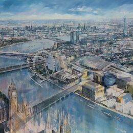 London Aerial Houses of Parliament to the City