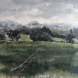Wet Warwickshire walk Wet Warwickshire walk, oil on canvas, landscape painting