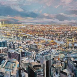 London Aerial Cocktails. Sunset, from the Gherkin to the Canary Wharf.