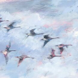 Migration 2 Migration, Canada Geese, oil painting on canvas, big sky
