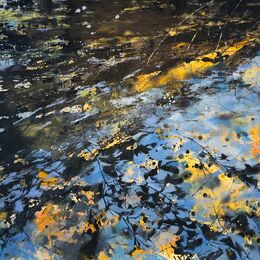 Guy's Cliffe pool, Saxon Mill. 120cm x 120cm, oil on canvas Guy's Cliffe pool, Saxon Mill, oil, canvas, water, river, rush